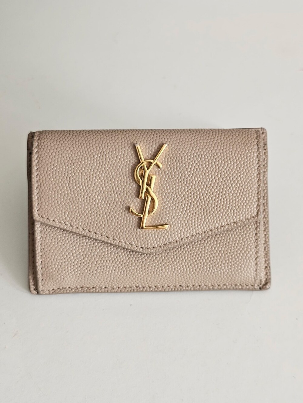 Saint Laurent Beige YSL Logo Card Holder Wallet